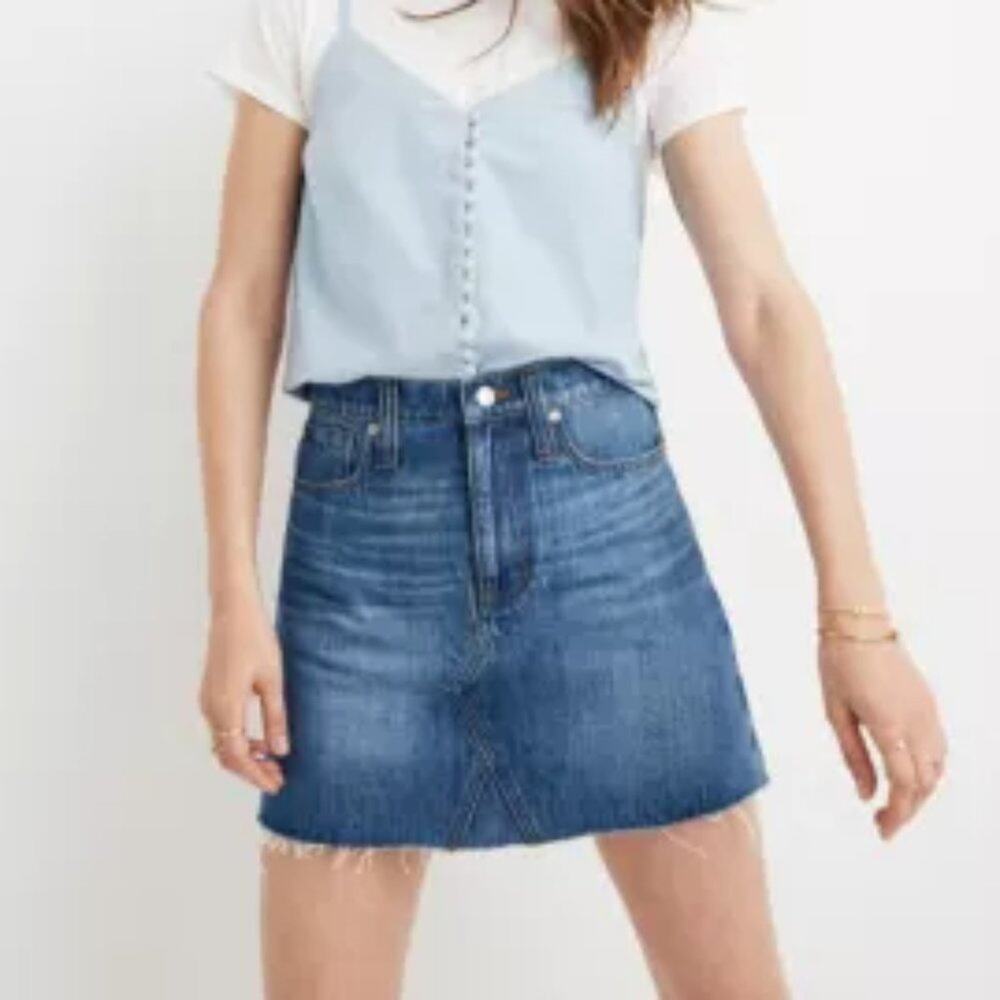 Madewell Denim A-Line Mini Skirt in Lakeline Wash